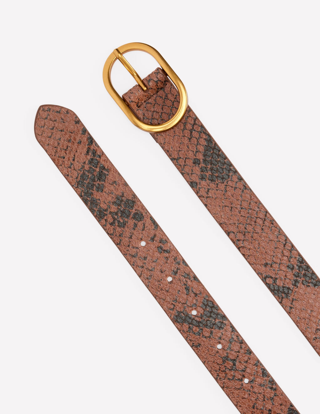 Ceinture classique en cuir à imprimé serpent marron