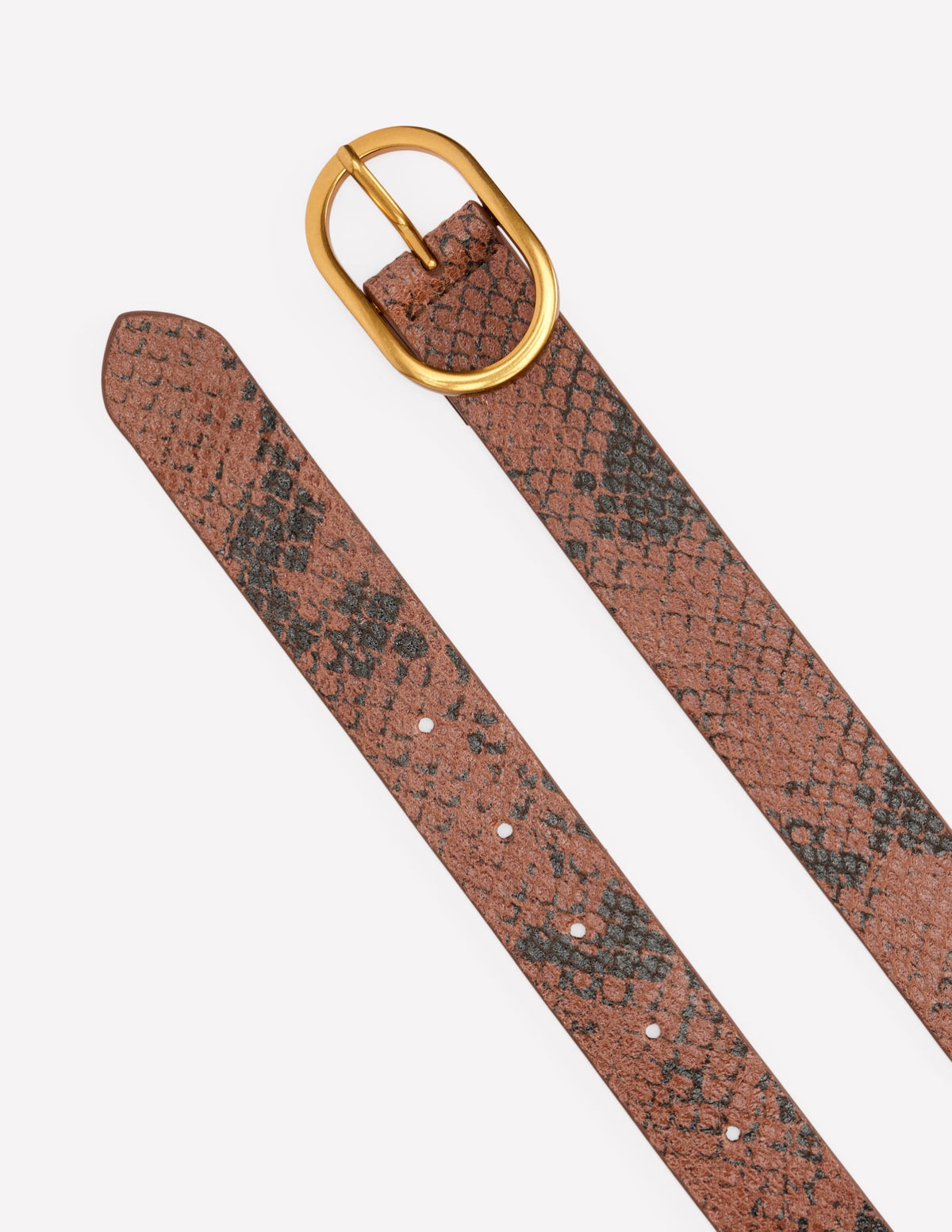 Ceinture classique en cuir à imprimé serpent marron