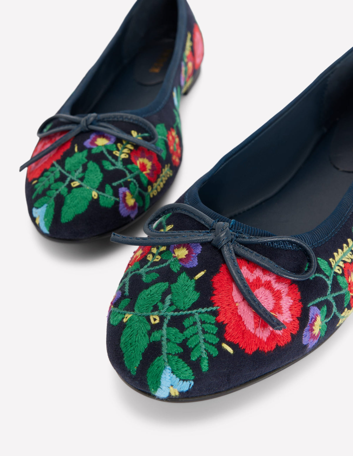 Ballerines bout rond-Bleu marine brodé