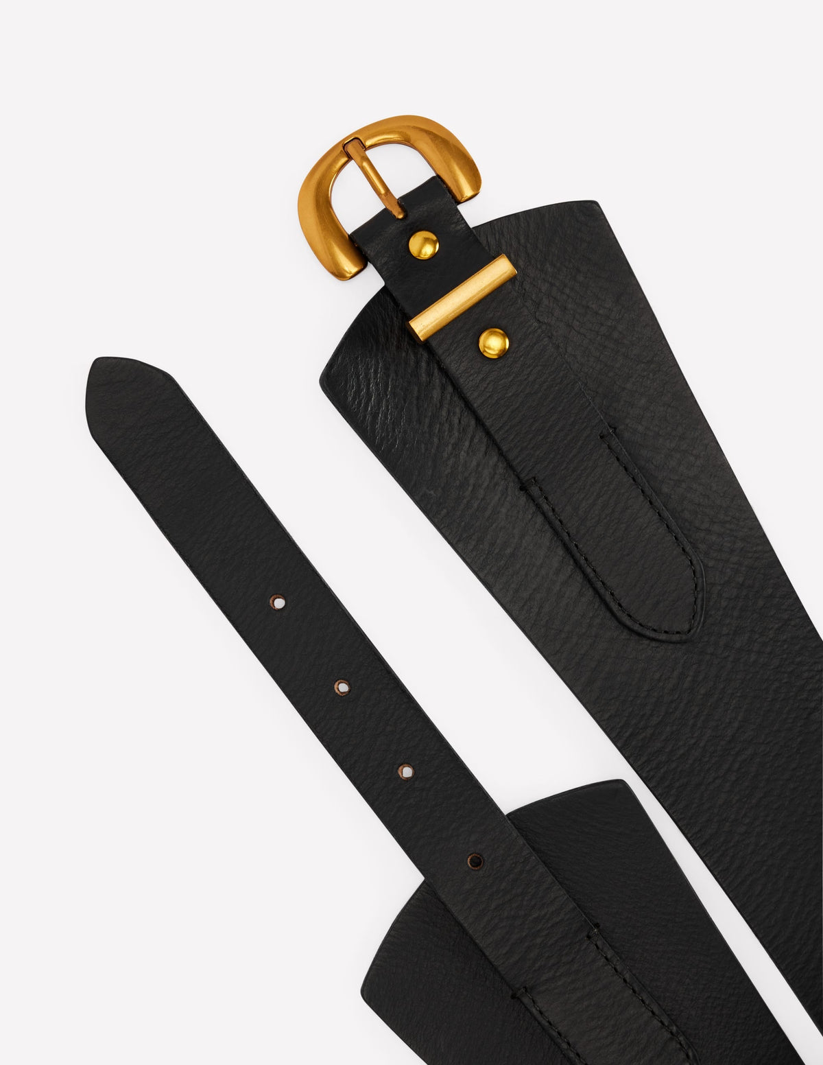 Ceinture large en cuir - noir