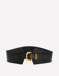 Ceinture large en cuir - noir