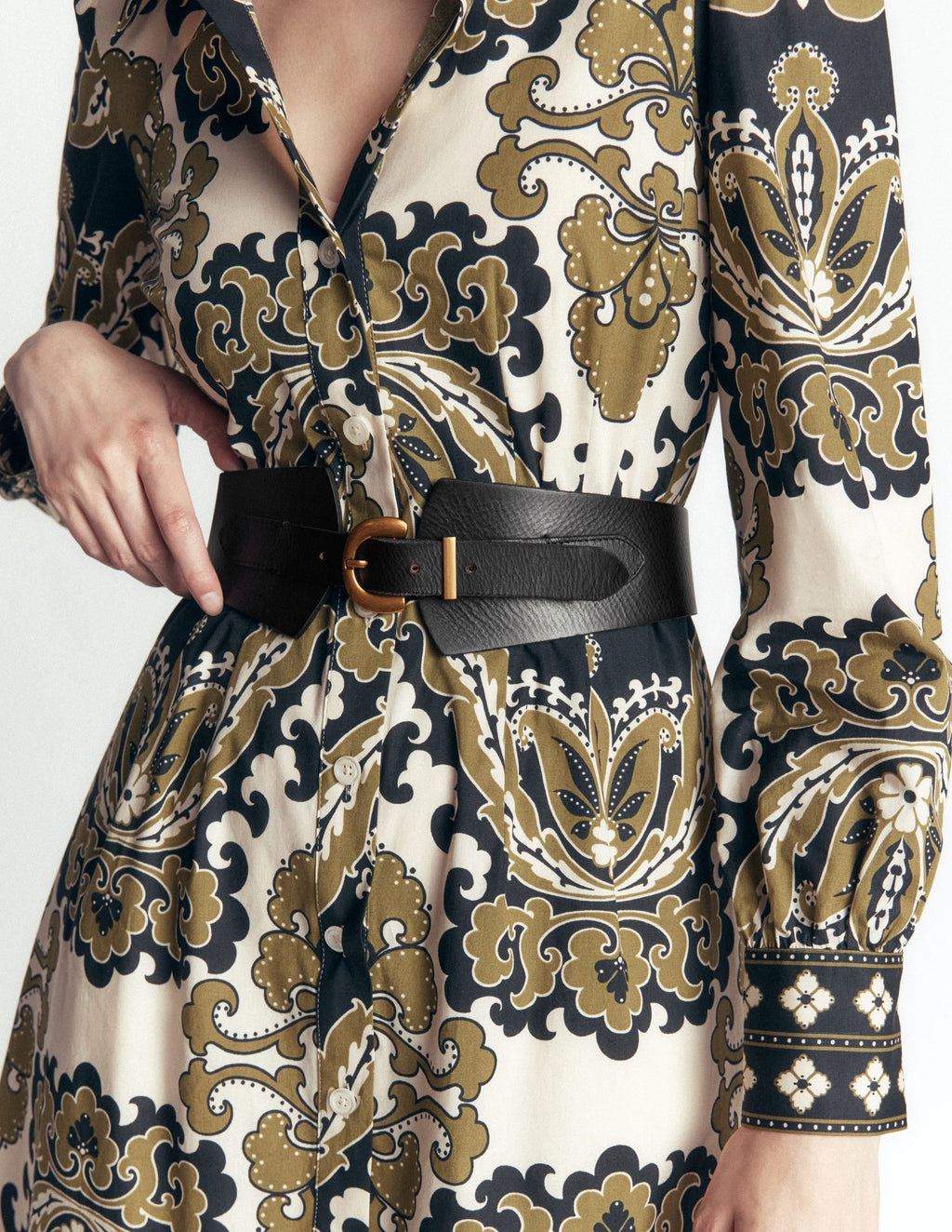 Ceinture large en cuir - noir