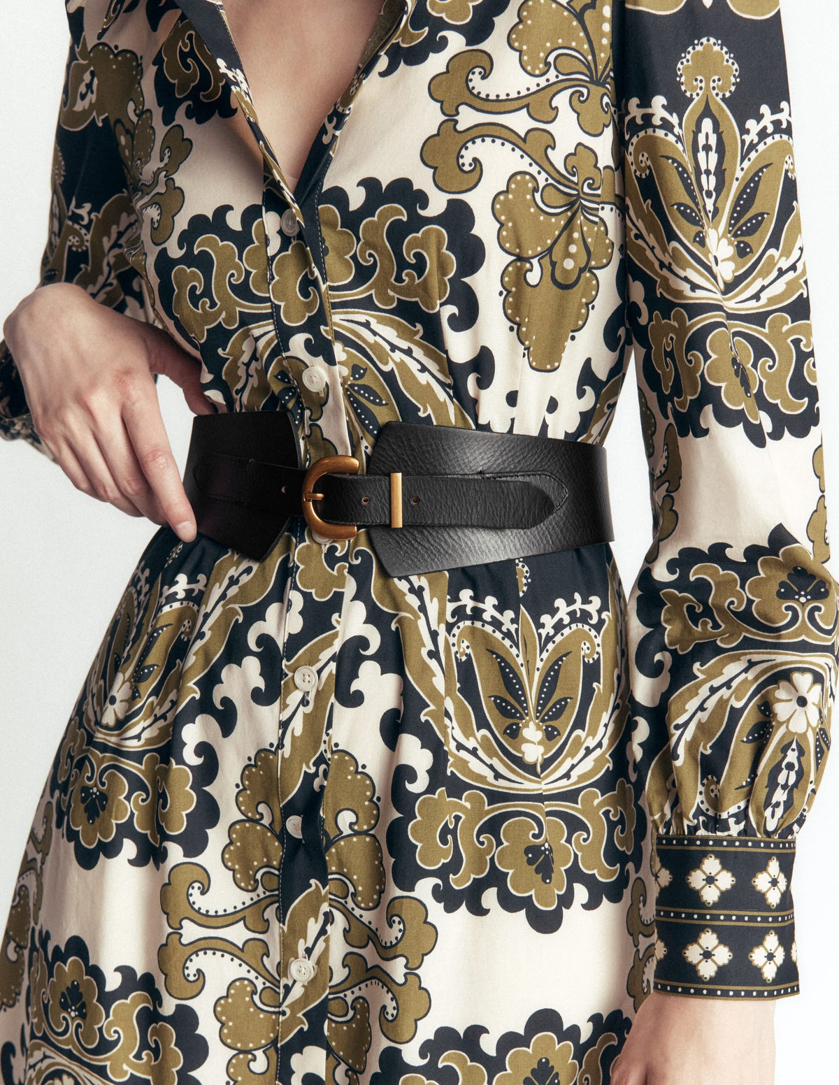 Ceinture large en cuir - noir