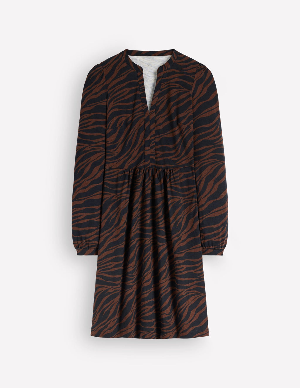 Robe décontractée en jersey - Terre d'ombre naturelle, Tourbillon zébré
