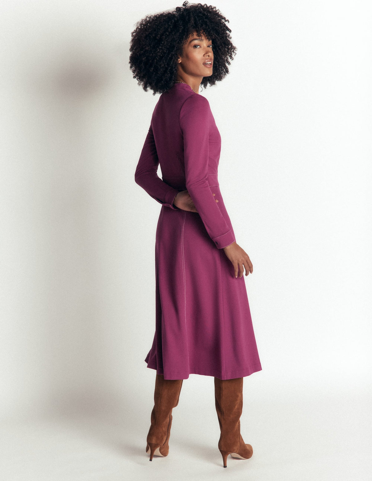 Robe midi contrastée Ponte - Coulis de framboise