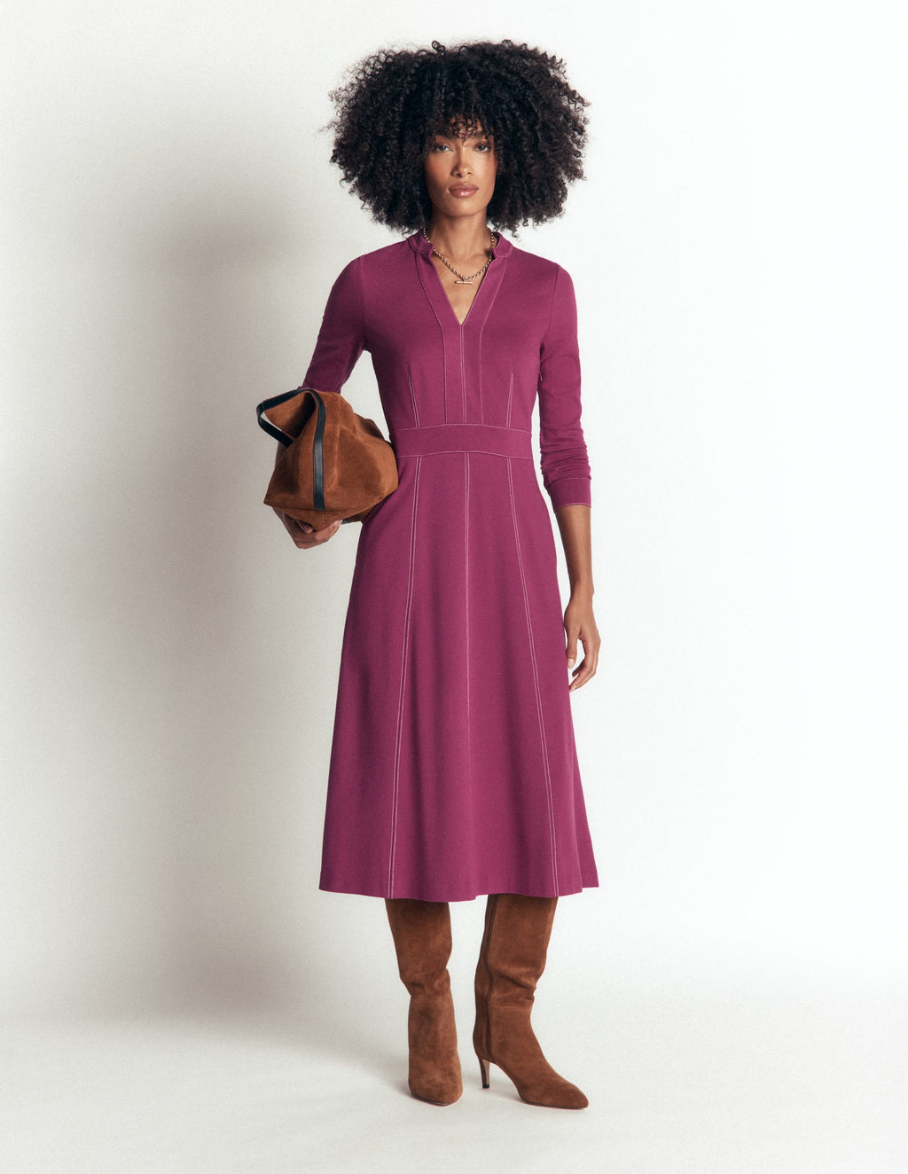 Robe midi contrastée Ponte - Coulis de framboise