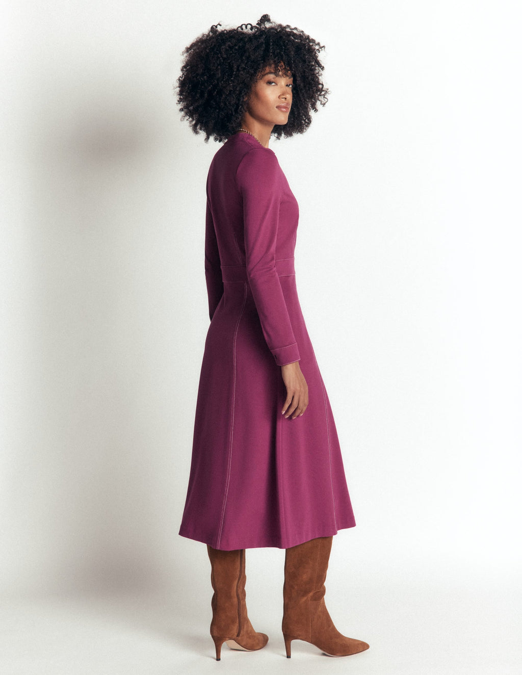 Robe midi contrastée Ponte - Coulis de framboise