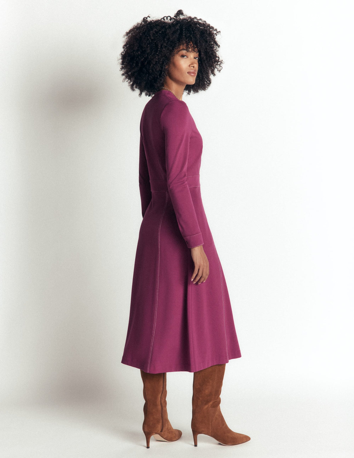 Robe midi contrastée Ponte - Coulis de framboise