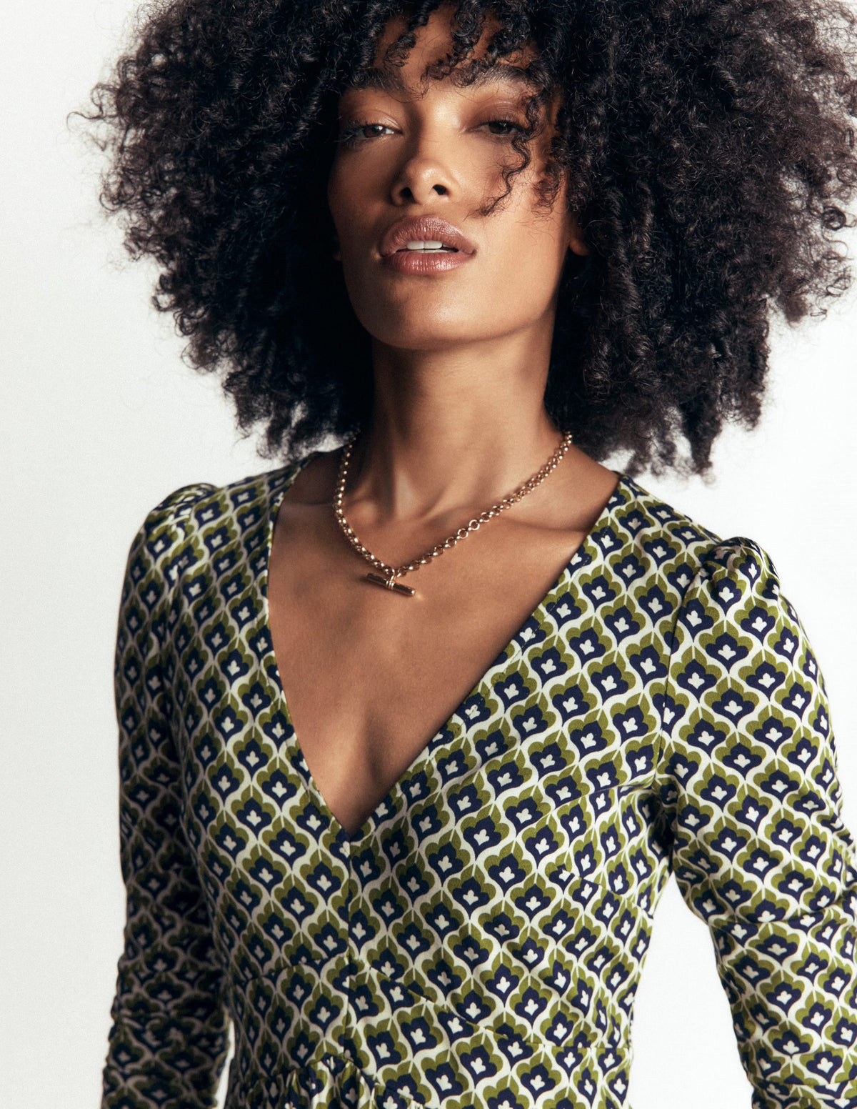 Robe courte en jersey-Bleu marine, motif Geo Party