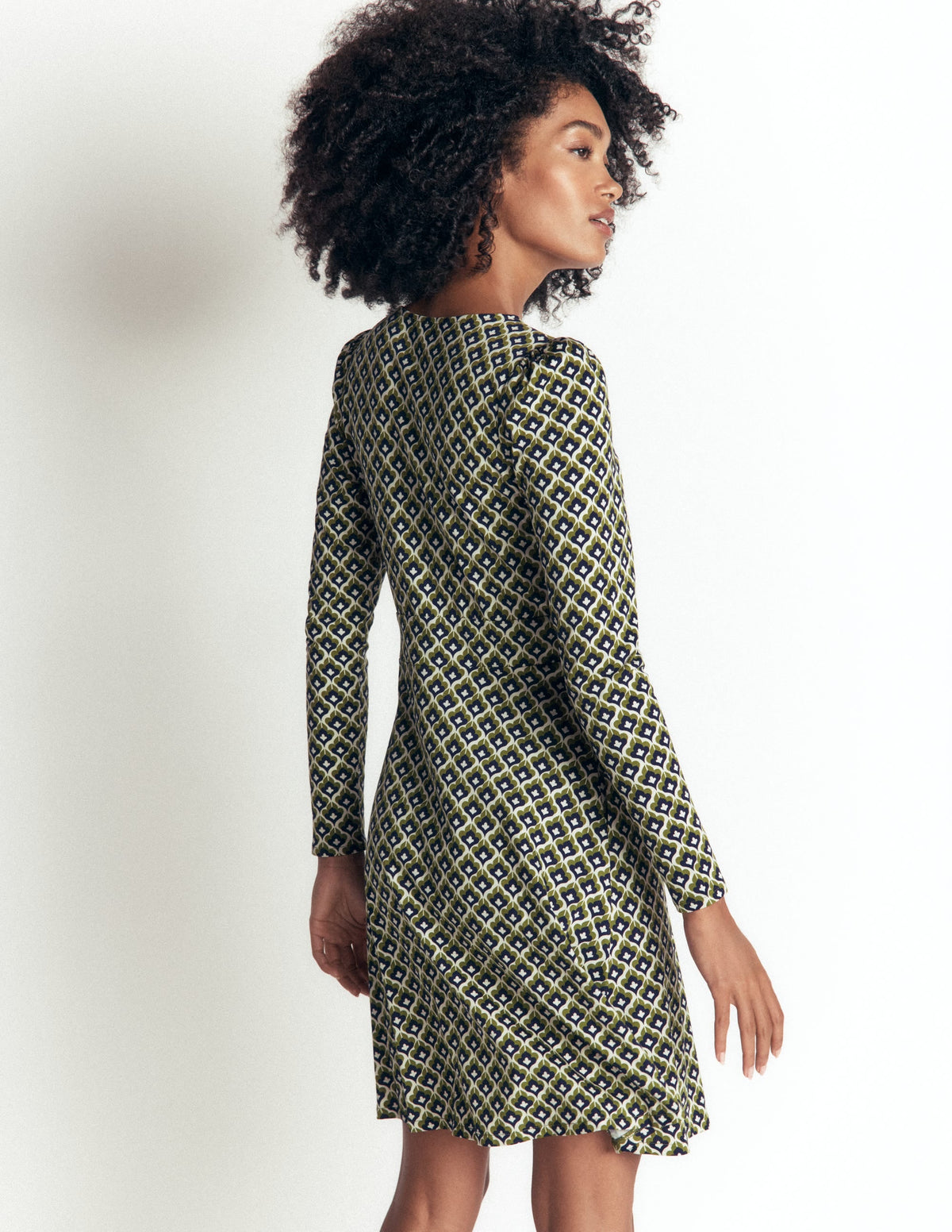 Robe courte en jersey-Bleu marine, motif Geo Party