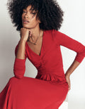 Robe en jersey froncé - Rouge cramoisi
