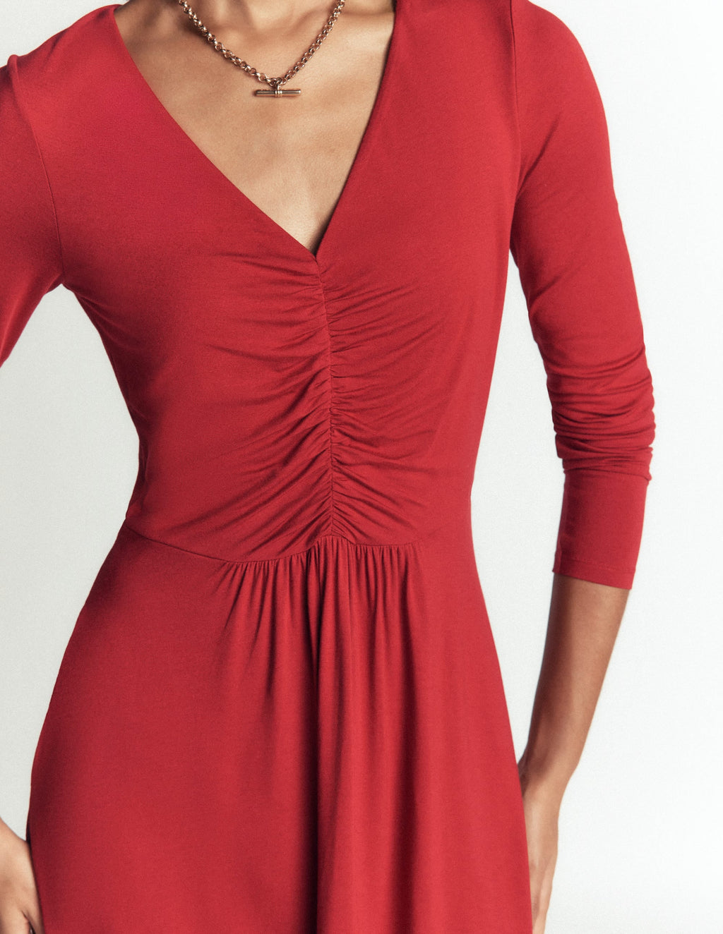 Robe en jersey froncé - Rouge cramoisi