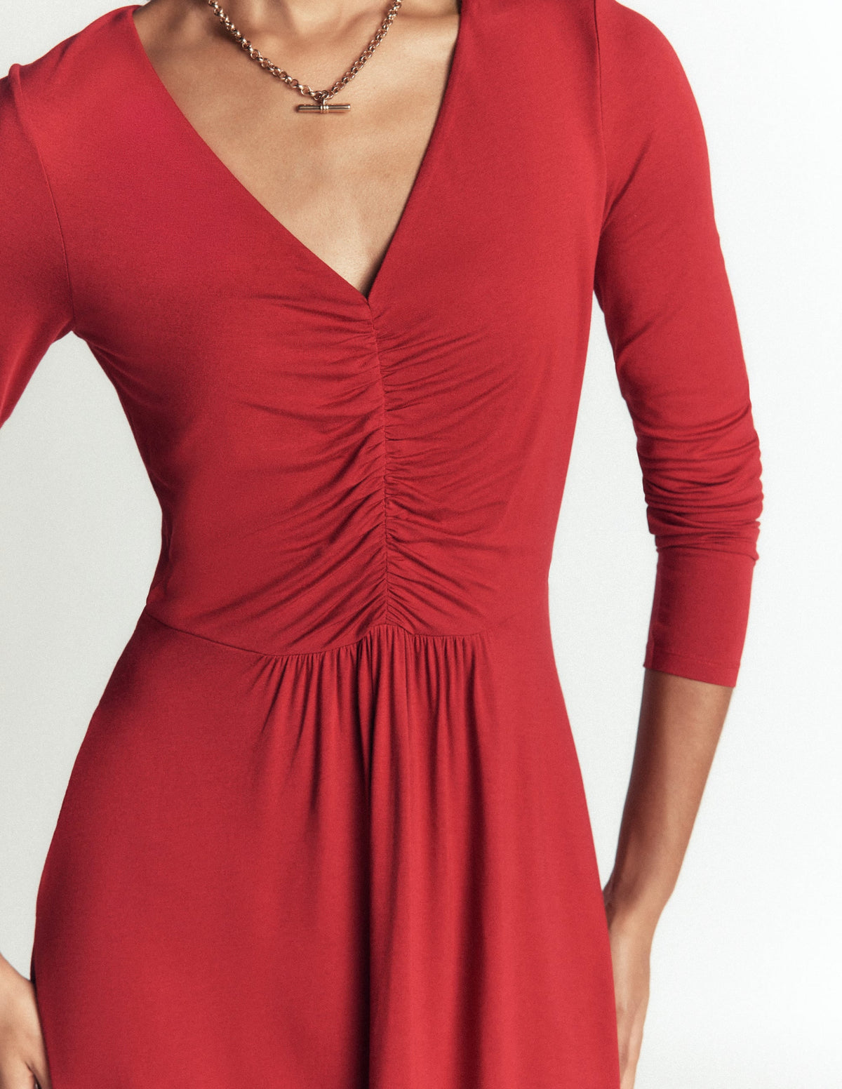 Robe en jersey froncé - Rouge cramoisi