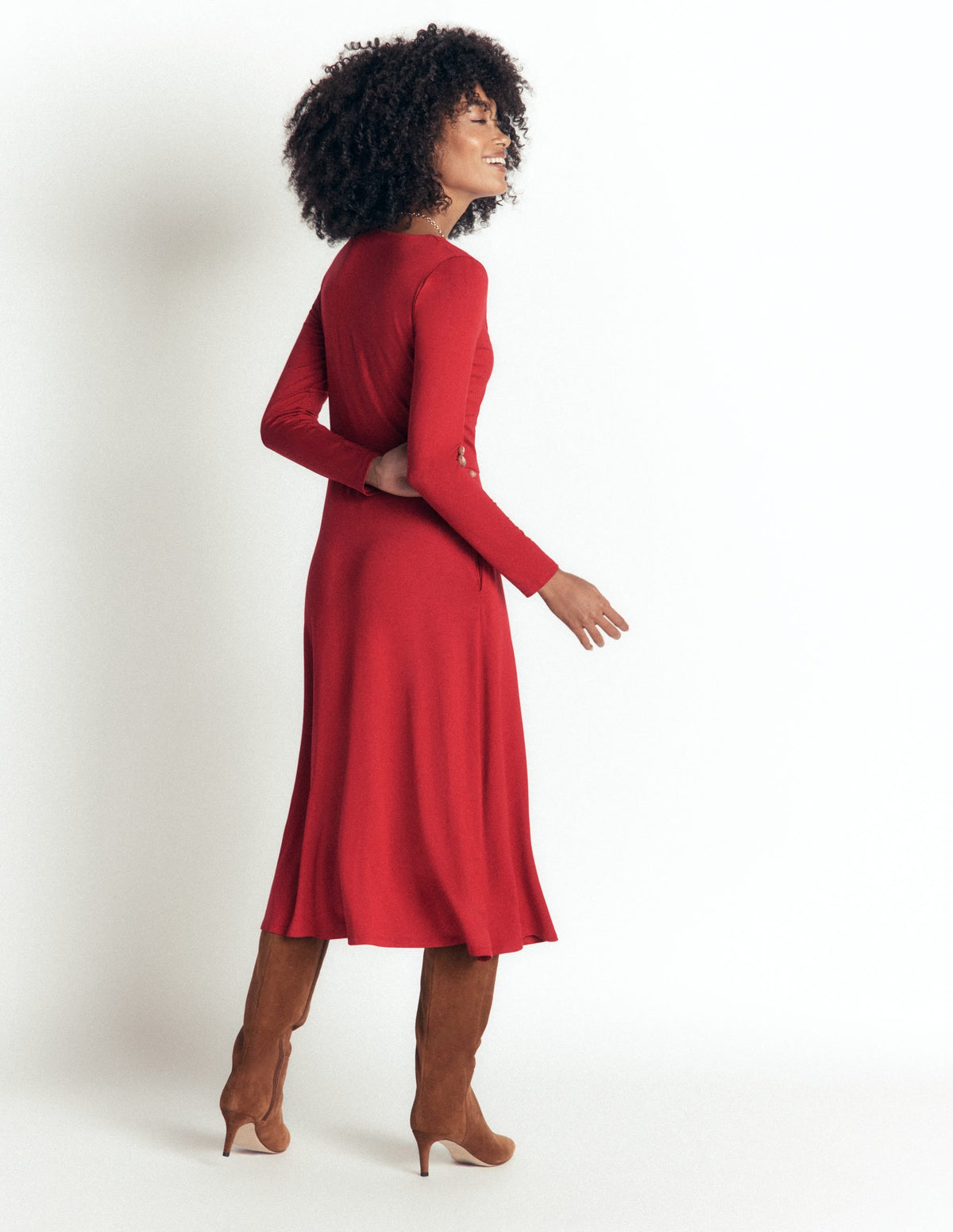Robe en jersey froncé - Rouge cramoisi