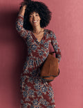 Robe en jersey froncée - Marron rôti, Pivoine enchantée