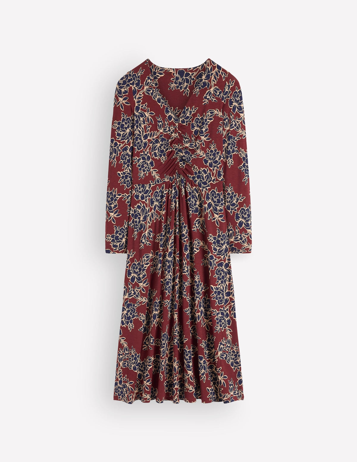 Robe en jersey froncée - Marron rôti, Pivoine enchantée