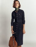 Robe midi en velours côtelé marine