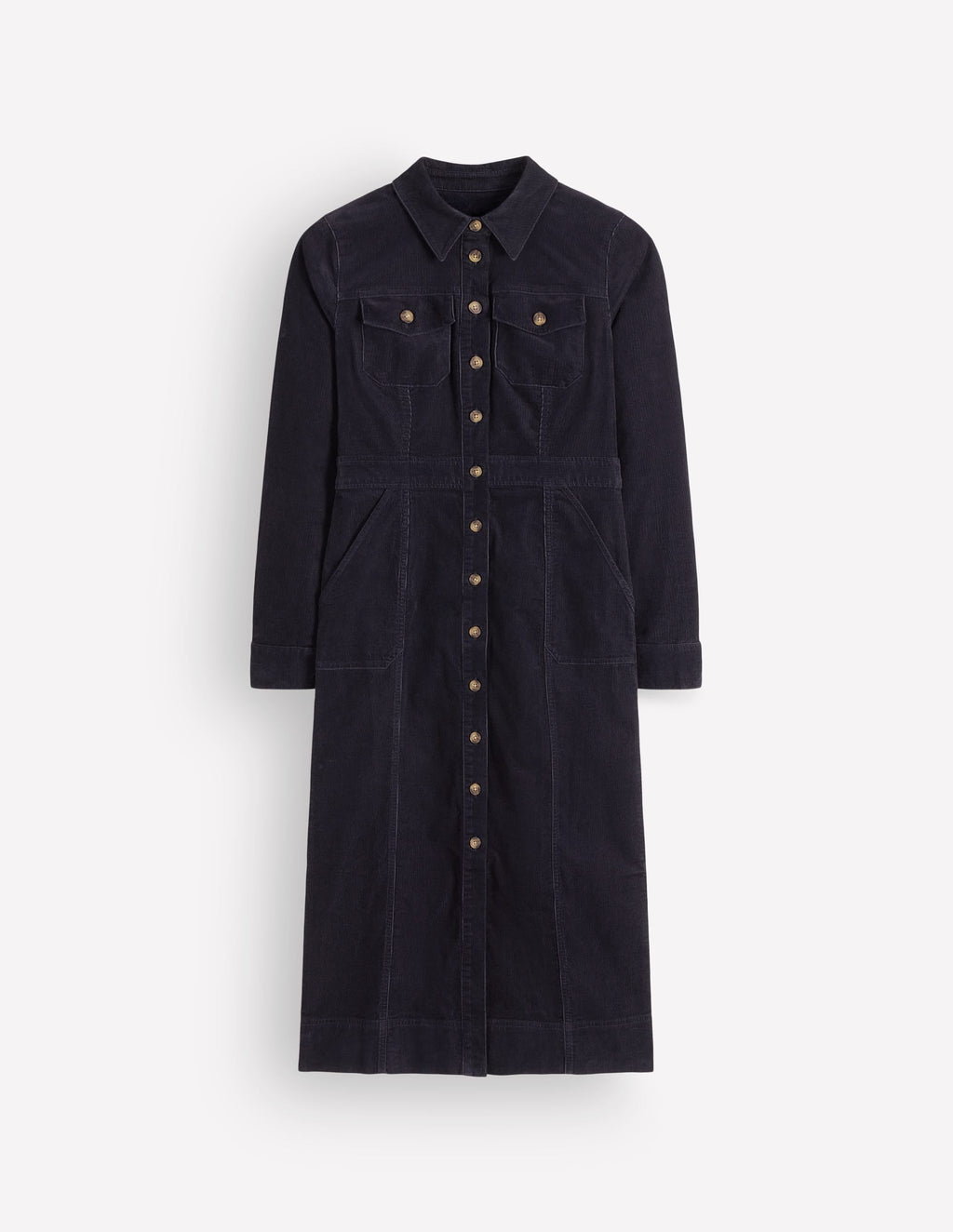 Robe midi en velours côtelé marine