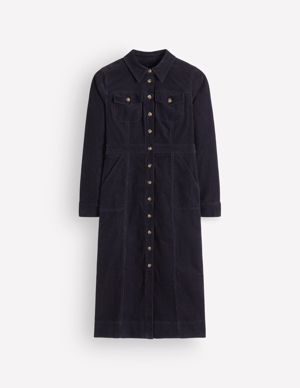 Robe midi en velours côtelé marine