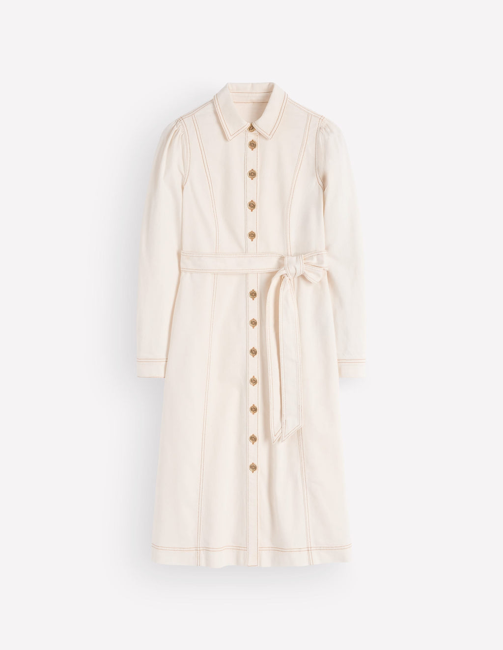 Robe midi en jean ceinturée - Jean écru