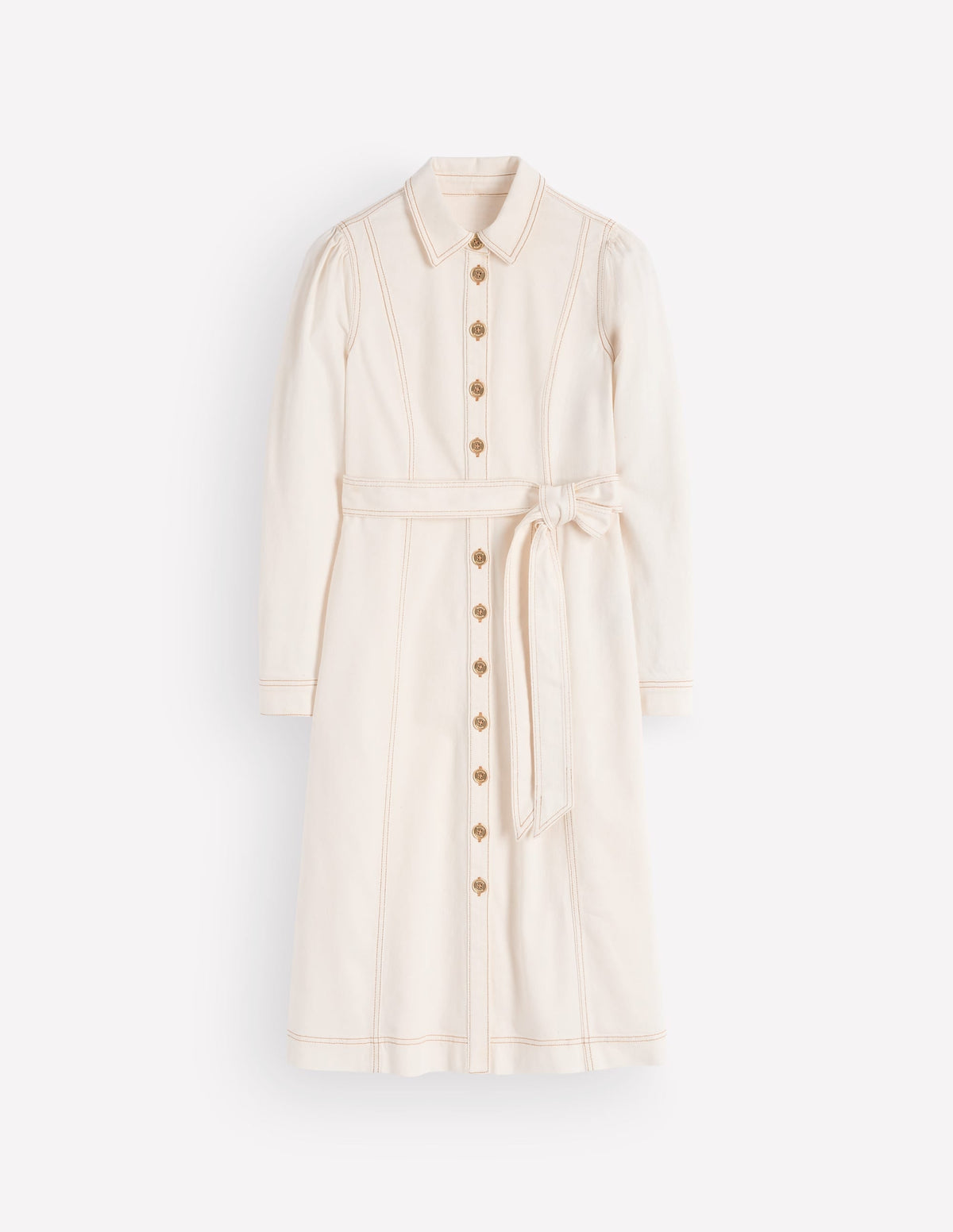 Robe midi en jean ceinturée - Jean écru