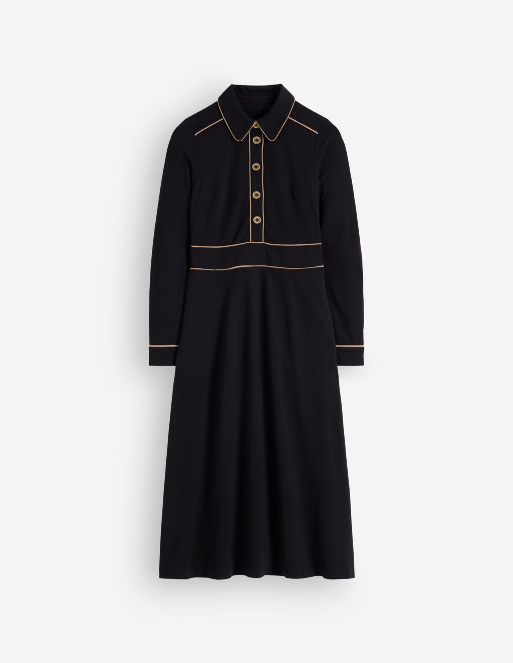 Robe Ponte à détails passepoilés – Noir, Camel
