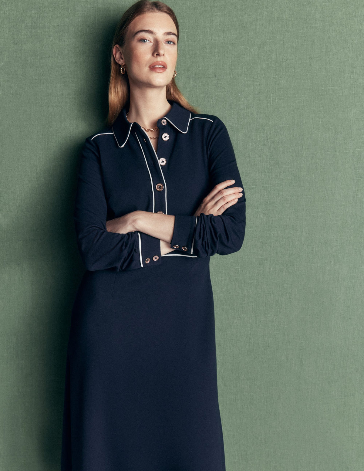 Piping Detail Robe Ponte-Marine, Ivoire