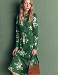Robe en jersey à fermeture éclair – Vert chasseur, Fleurons chinés