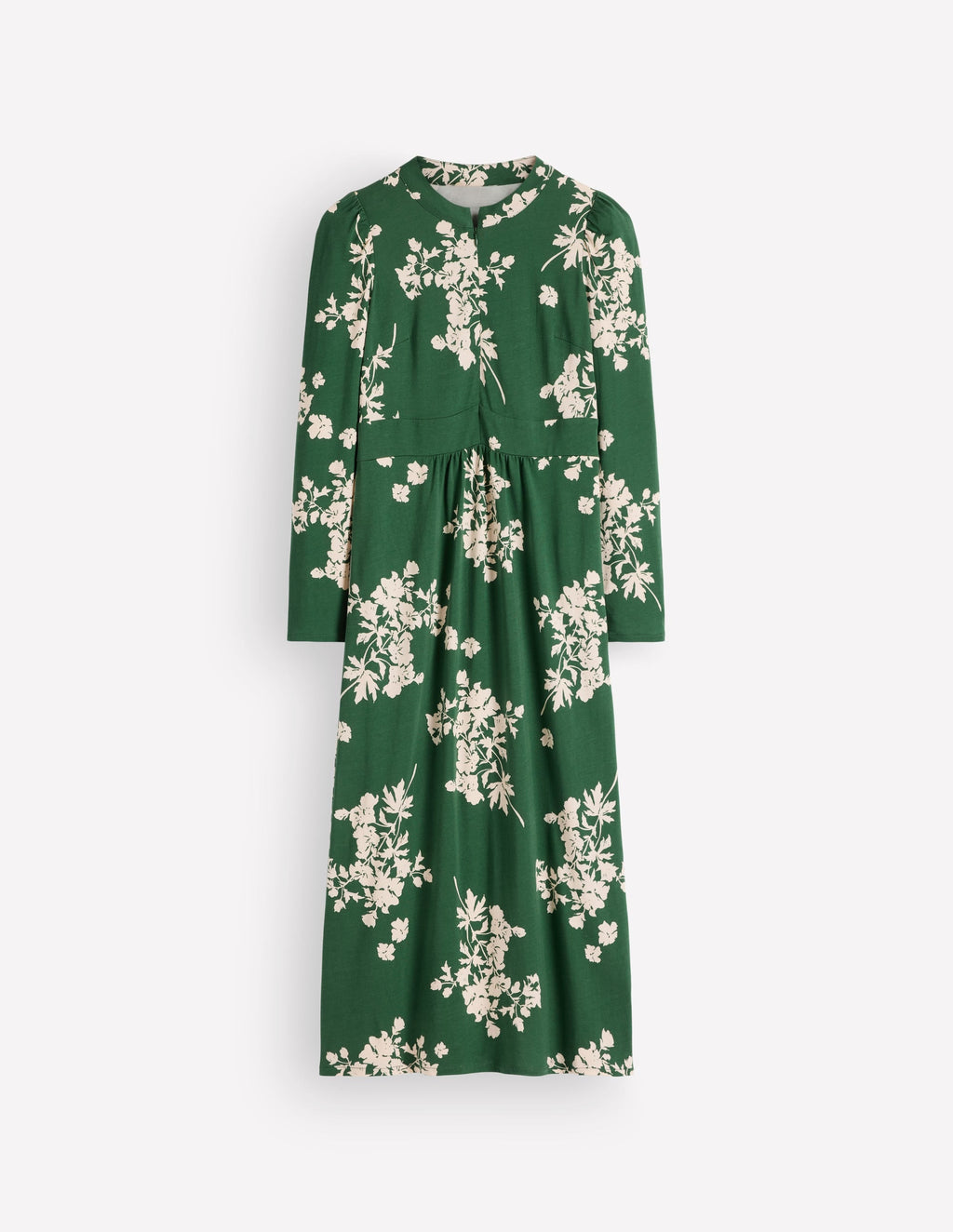 Robe en jersey à fermeture éclair – Vert chasseur, Fleurons chinés