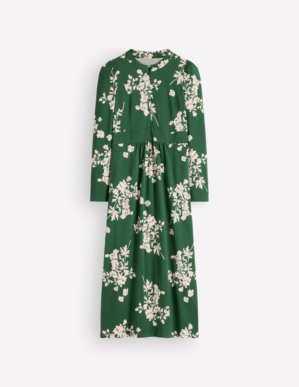 Robe en jersey à fermeture éclair – Vert chasseur, Fleurons chinés
