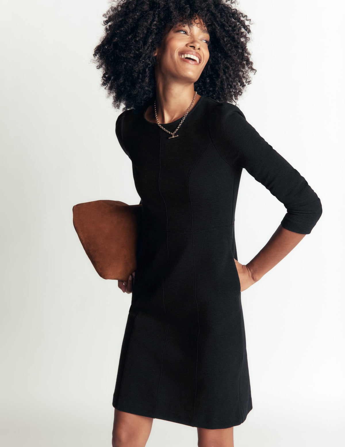 Robe ottomane à coutures apparentes — Noir