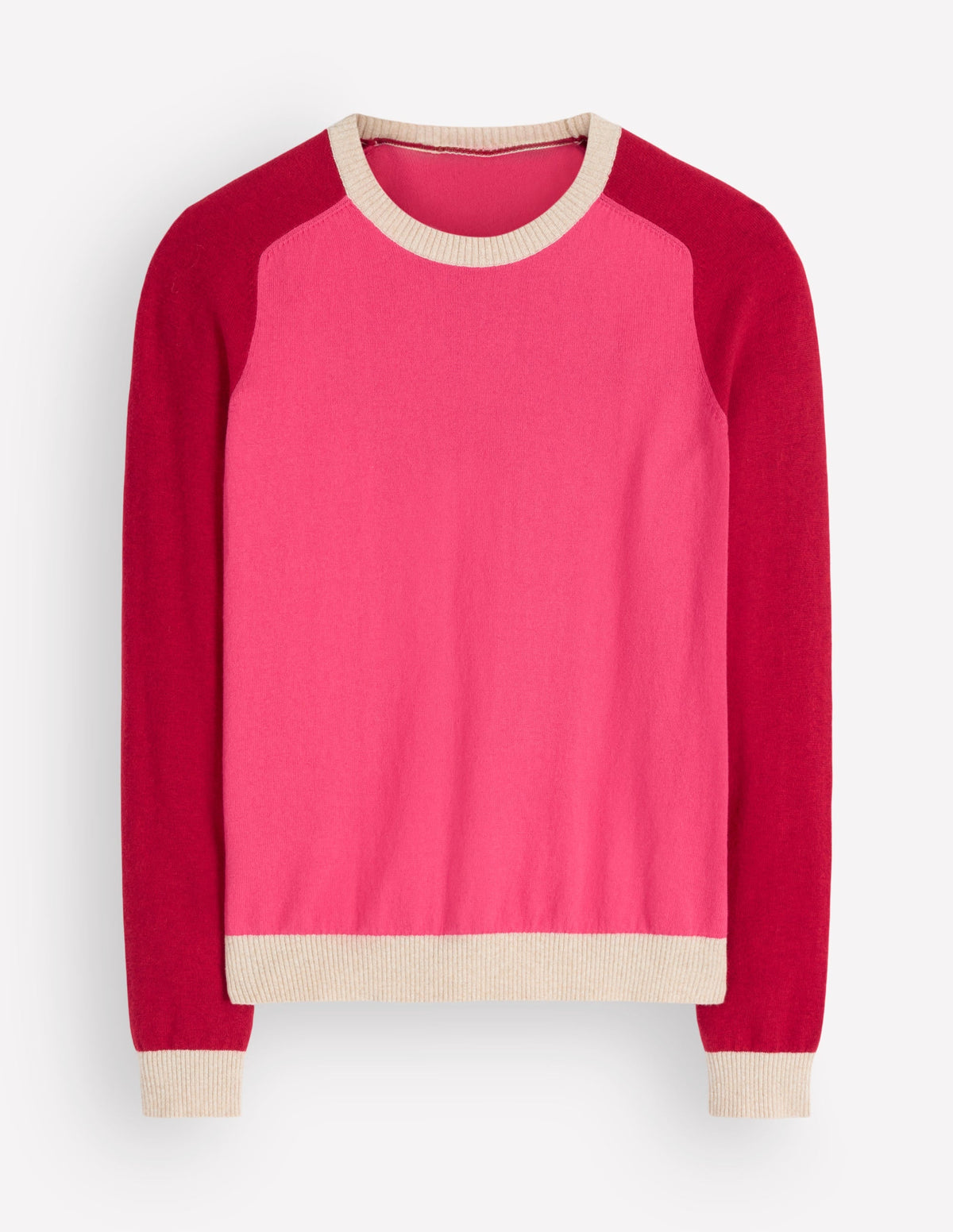 Pull à manches raglan - Blocs de couleur rose