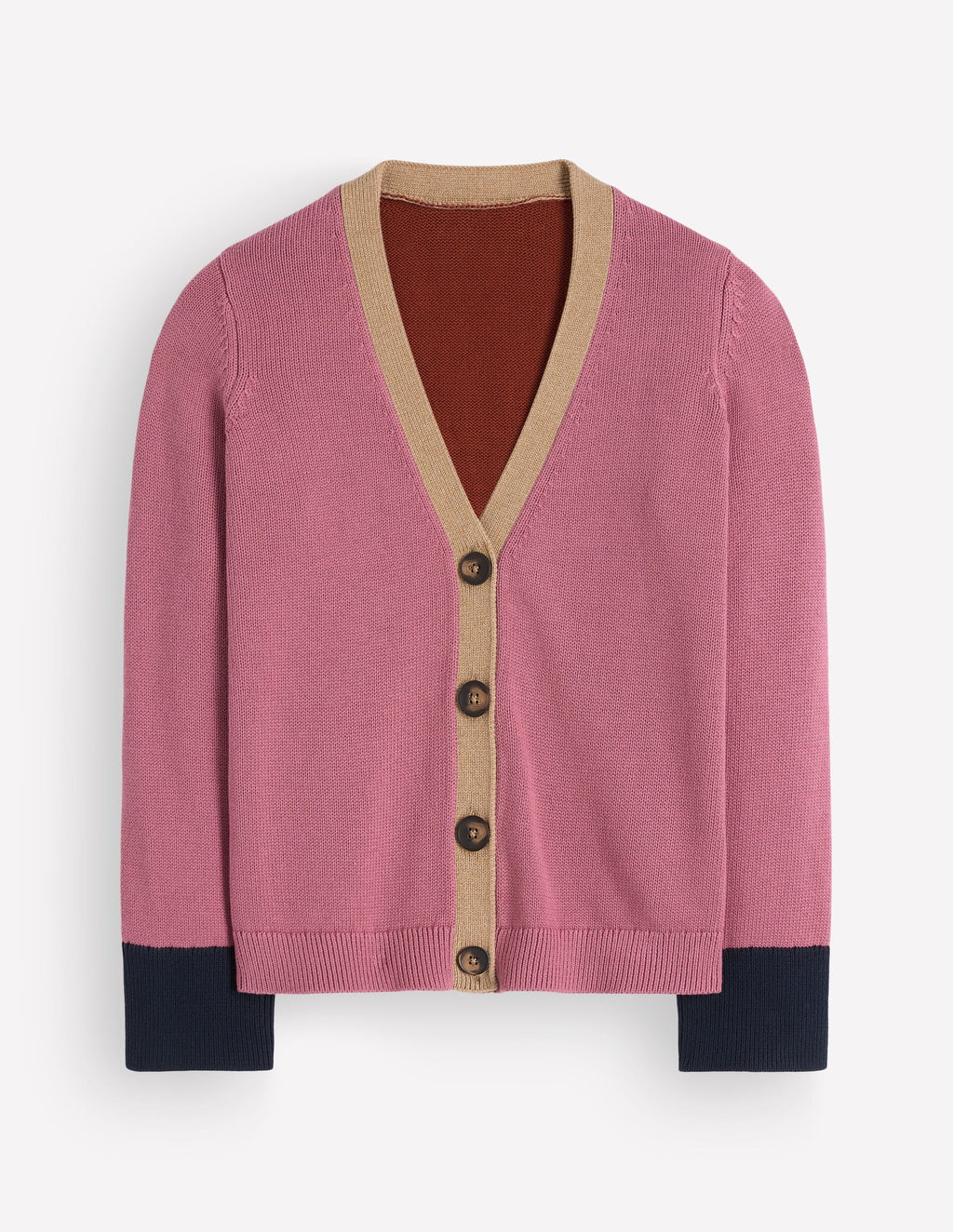Gilet décontracté en coton-bloc de couleur rose bruyère