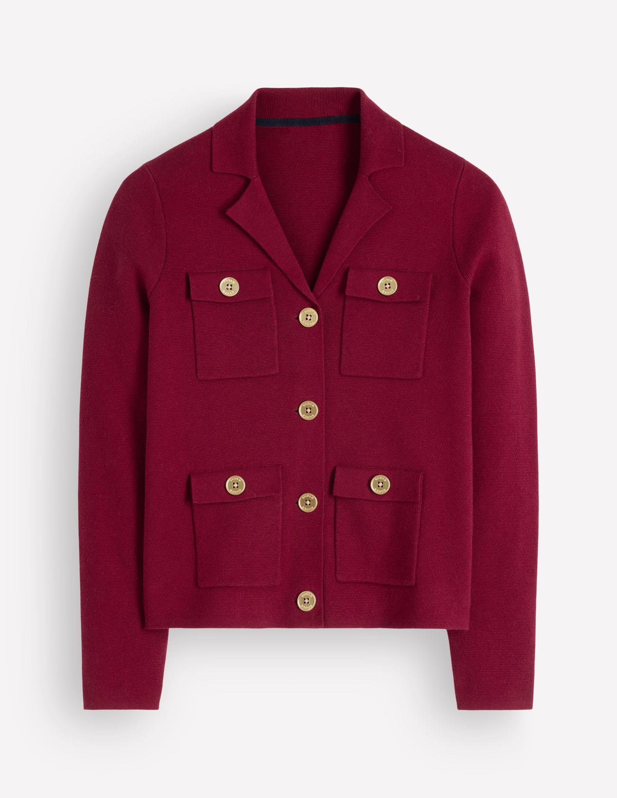 Veste en maille col chemise-Bordeaux