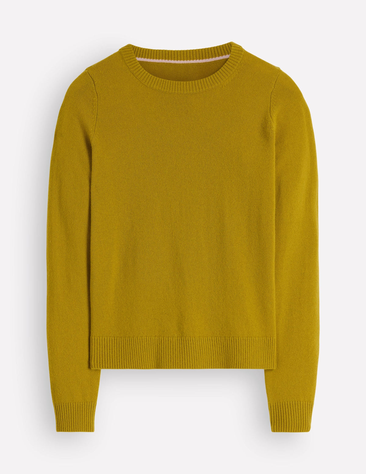 Pull ras-du-cou en cachemire jaune épicé