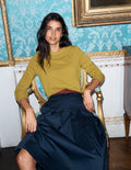 Pull ras-du-cou en cachemire jaune épicé