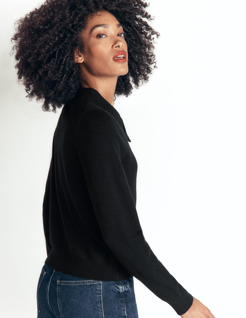 Pull en maille à nœud lavallière - Noir