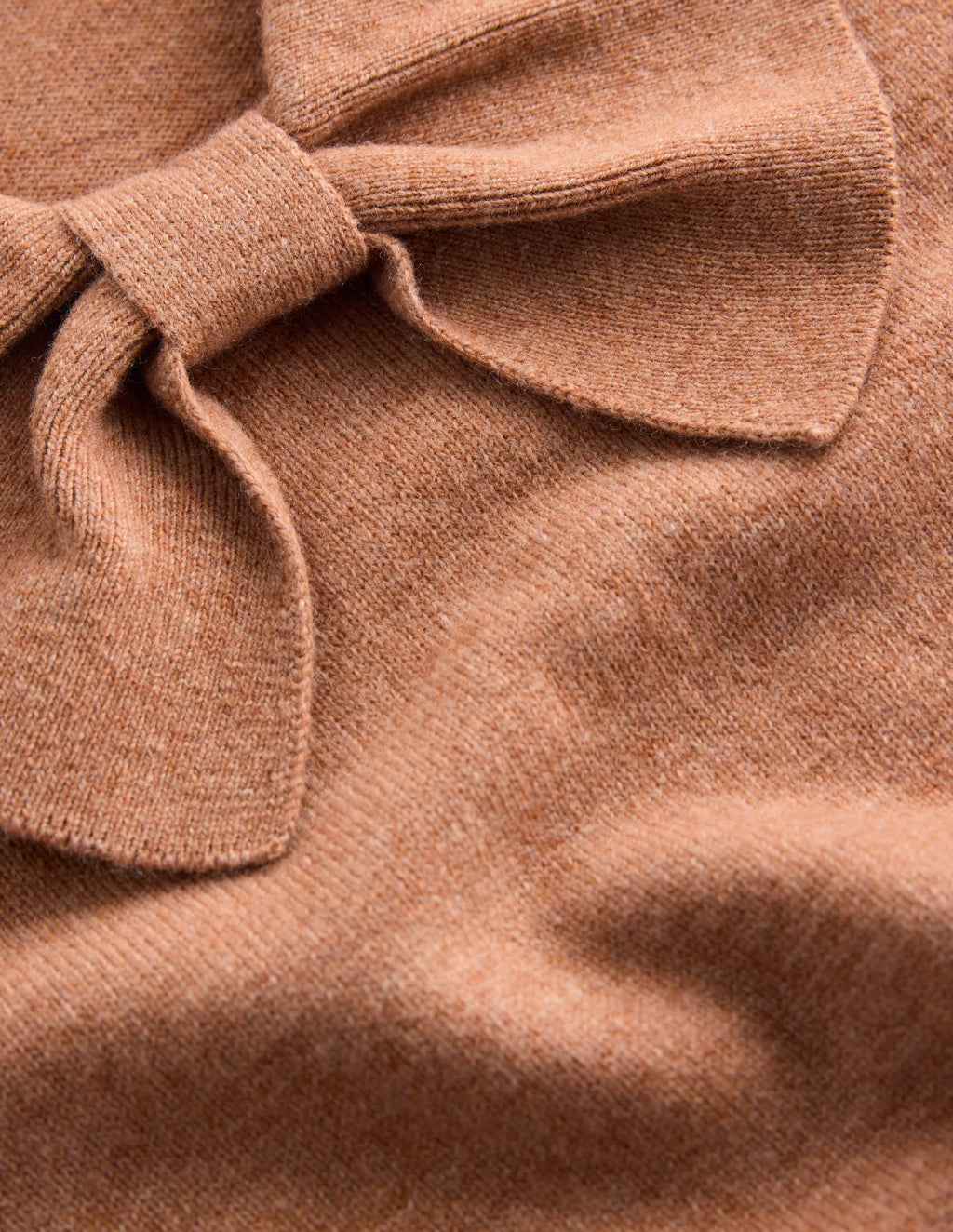 Pull en maille à col lavallière - Camel chiné