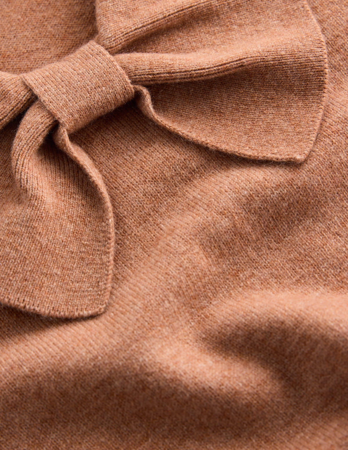 Pull en maille à col lavallière - Camel chiné