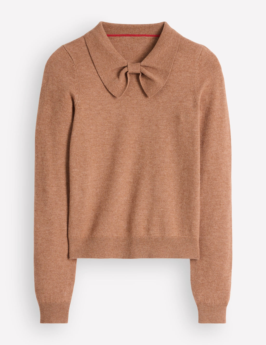 Pull en maille à col lavallière - Camel chiné