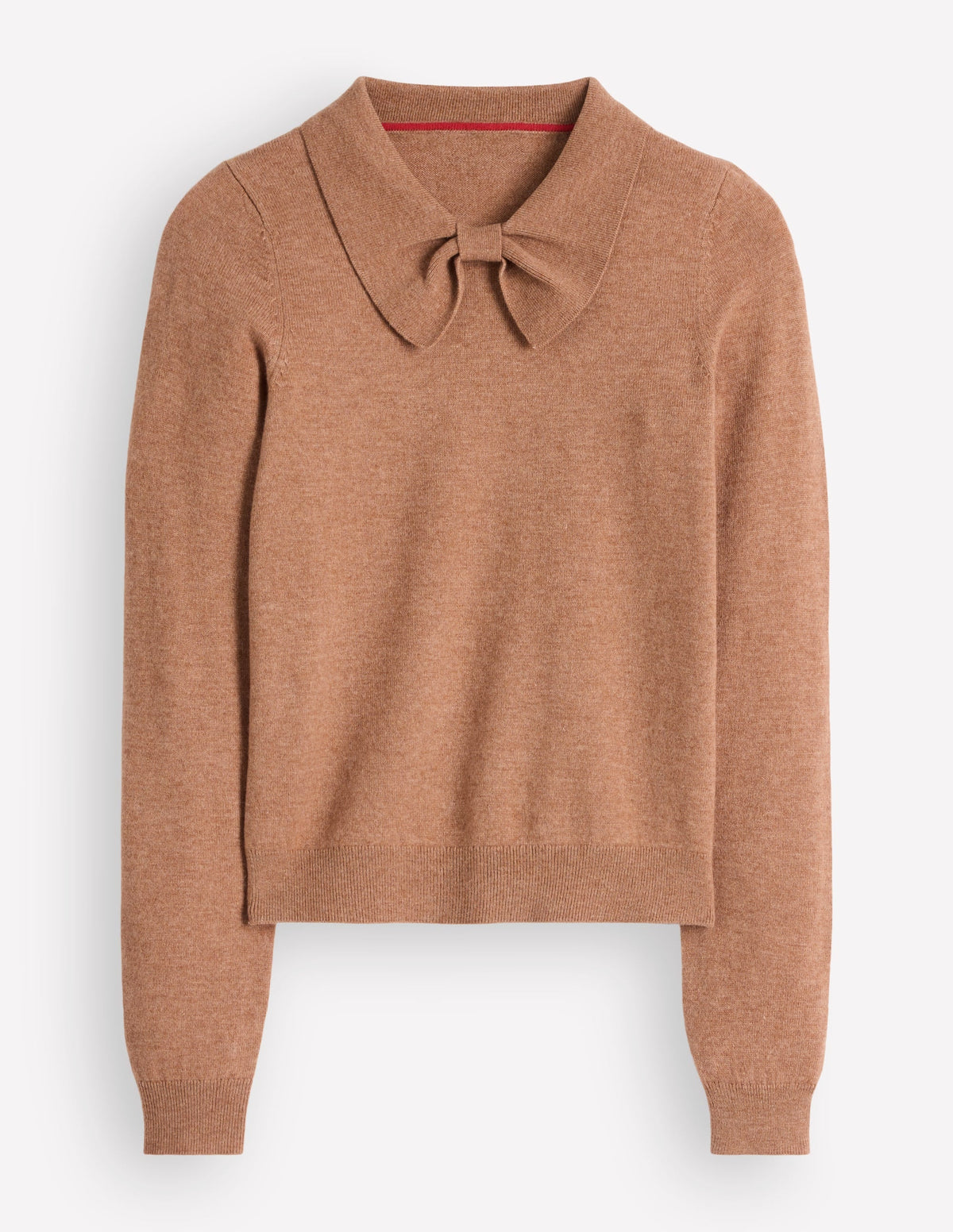 Pull en maille à col lavallière - Camel chiné