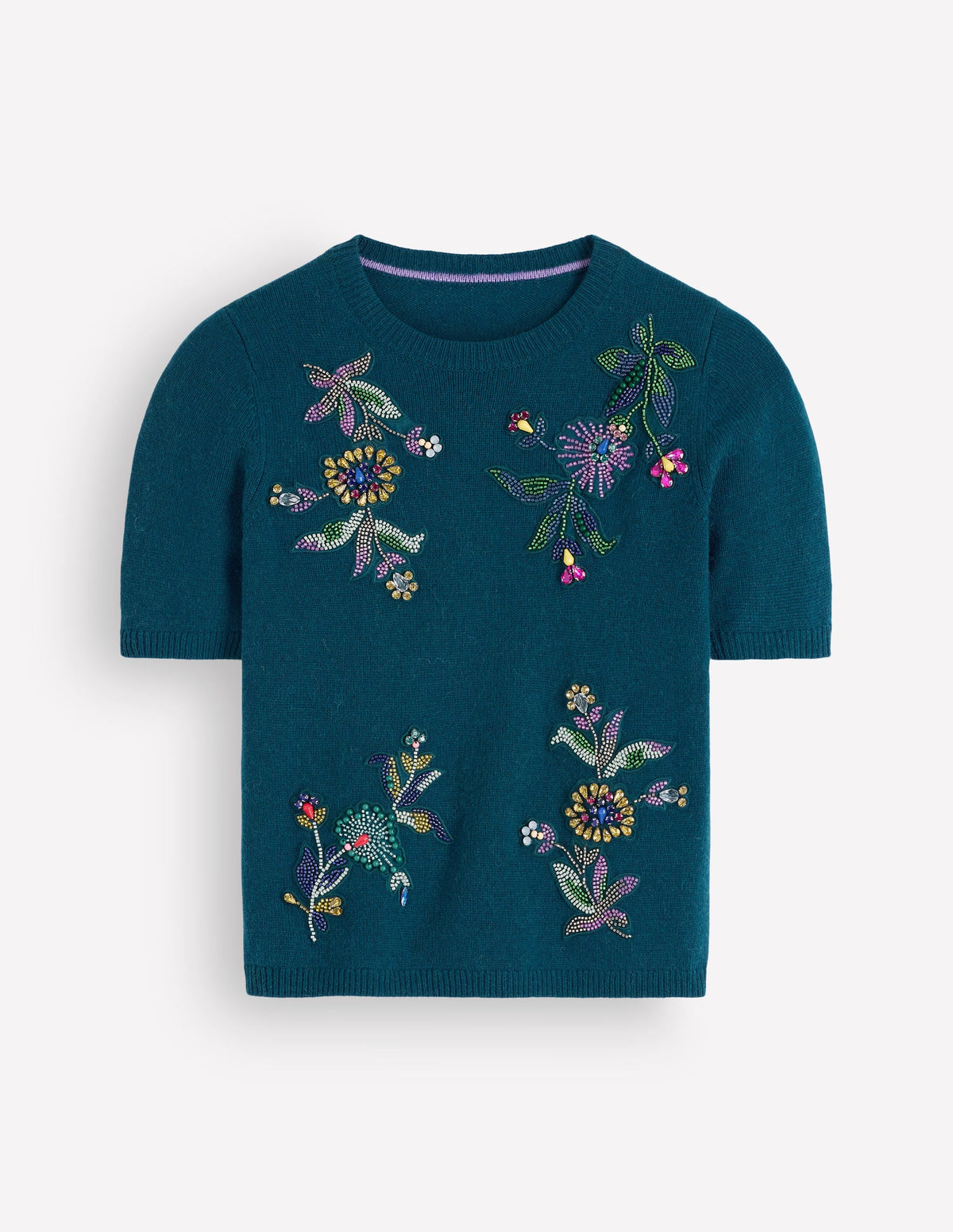 T-shirt en maille orné-Bleu aurore profond