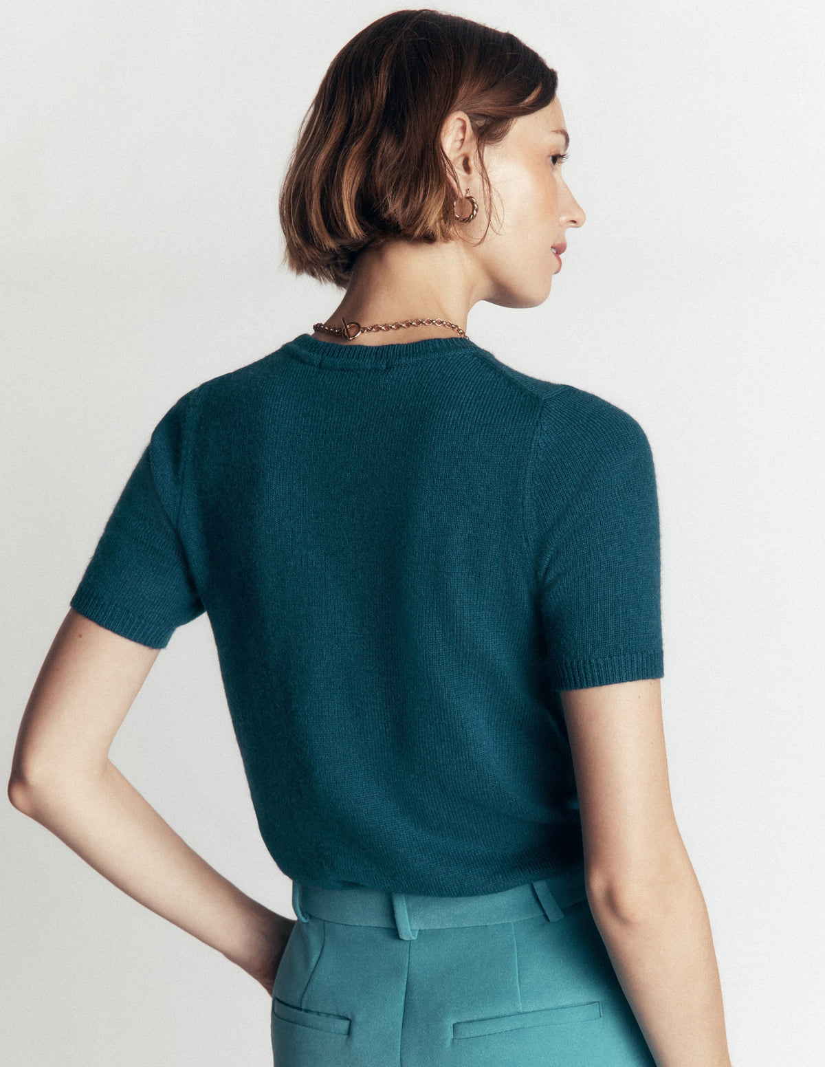 T-shirt en maille orné-Bleu aurore profond