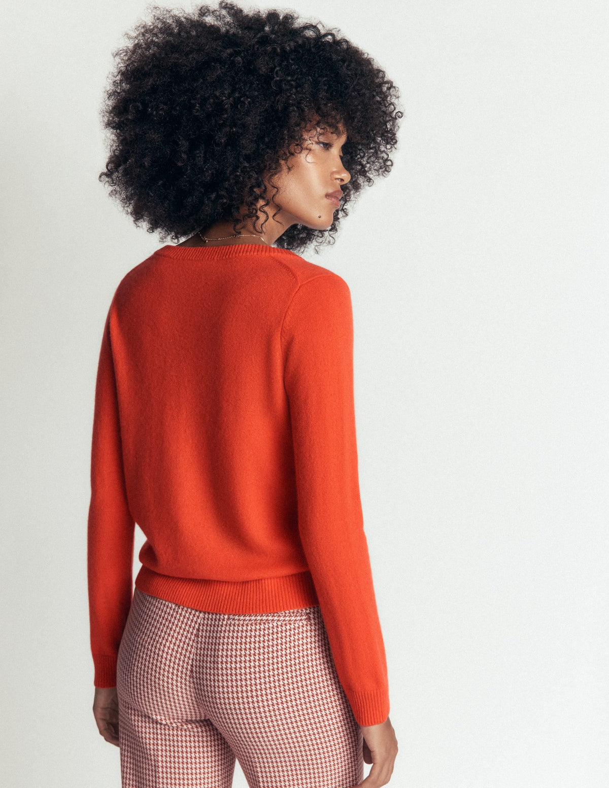 Pull col en V en cachemire - Orange lys