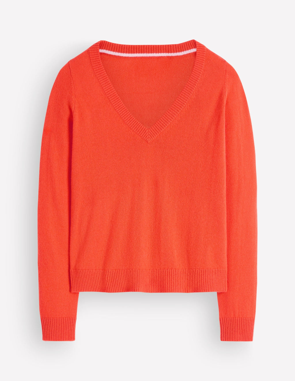 Pull col en V en cachemire - Orange lys