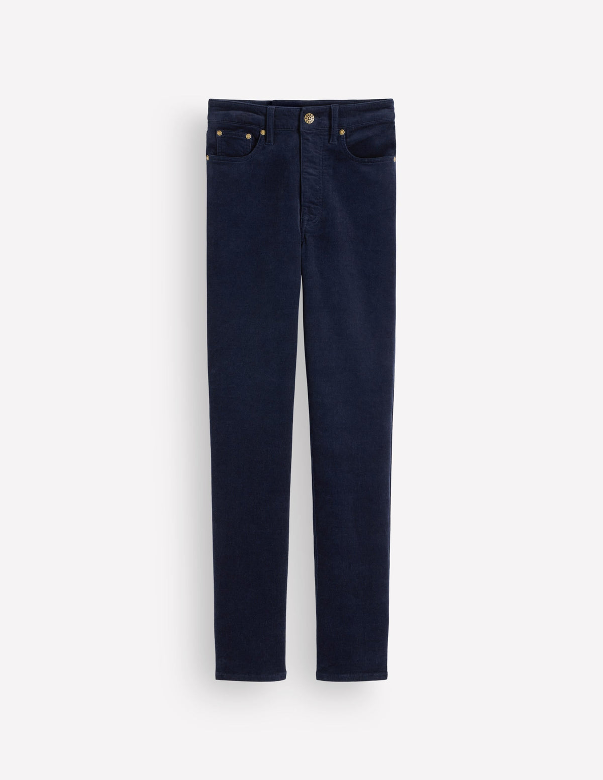 Jean Slim en Velours Côtelé Taille Haute-Bleu Marine