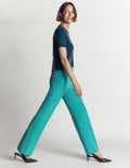 Pantalon ajusté-Bleu glacé