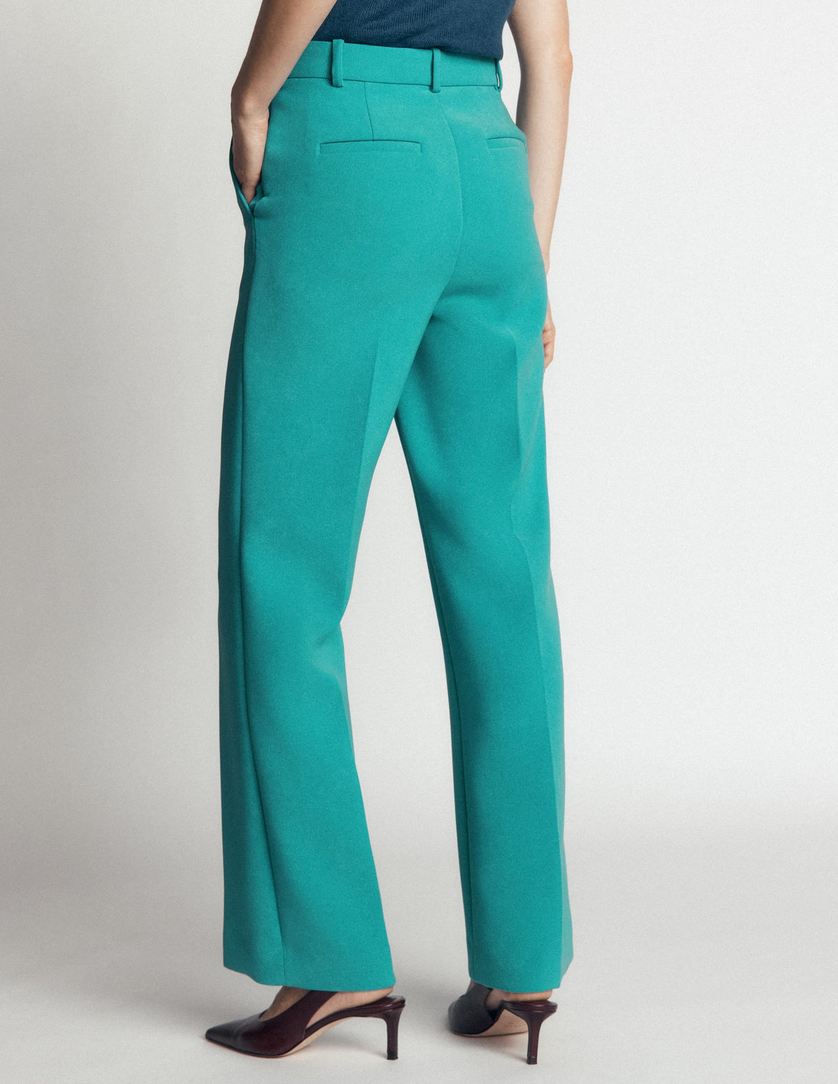 Pantalon ajusté-Bleu glacé