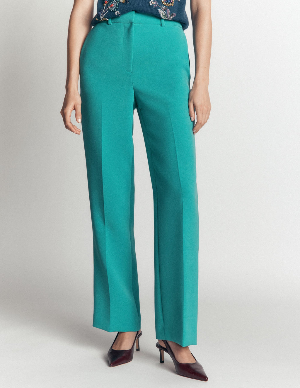 Pantalon ajusté-Bleu glacé
