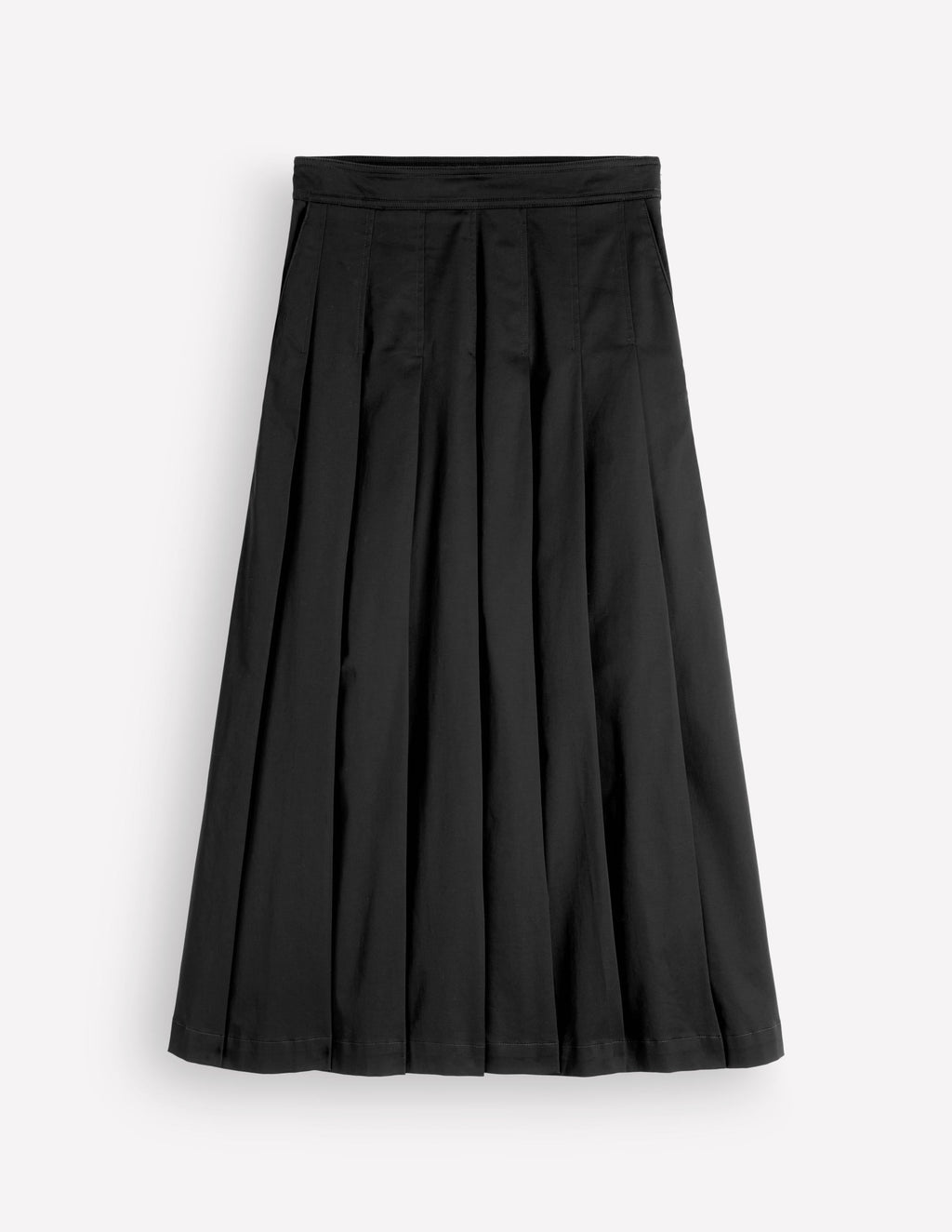 Jupe midi en satin de coton - Noir